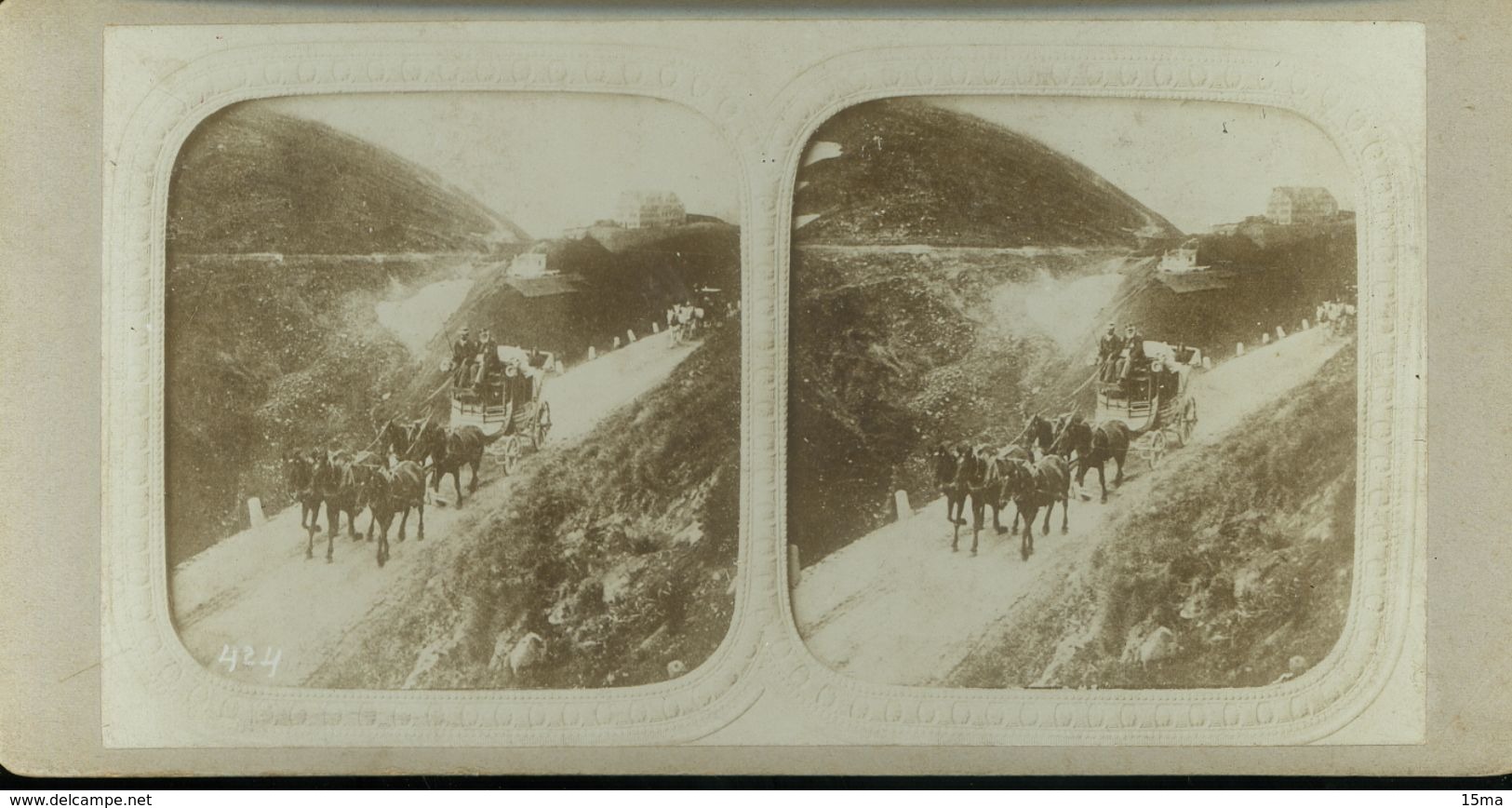 Suisse Vermordelÿk Furkastrasse Mit Achter Hotel Furkablick Photographie Stéréoscopique Photo Stéréo XIXe Collée Sur Car - Stereoscopic