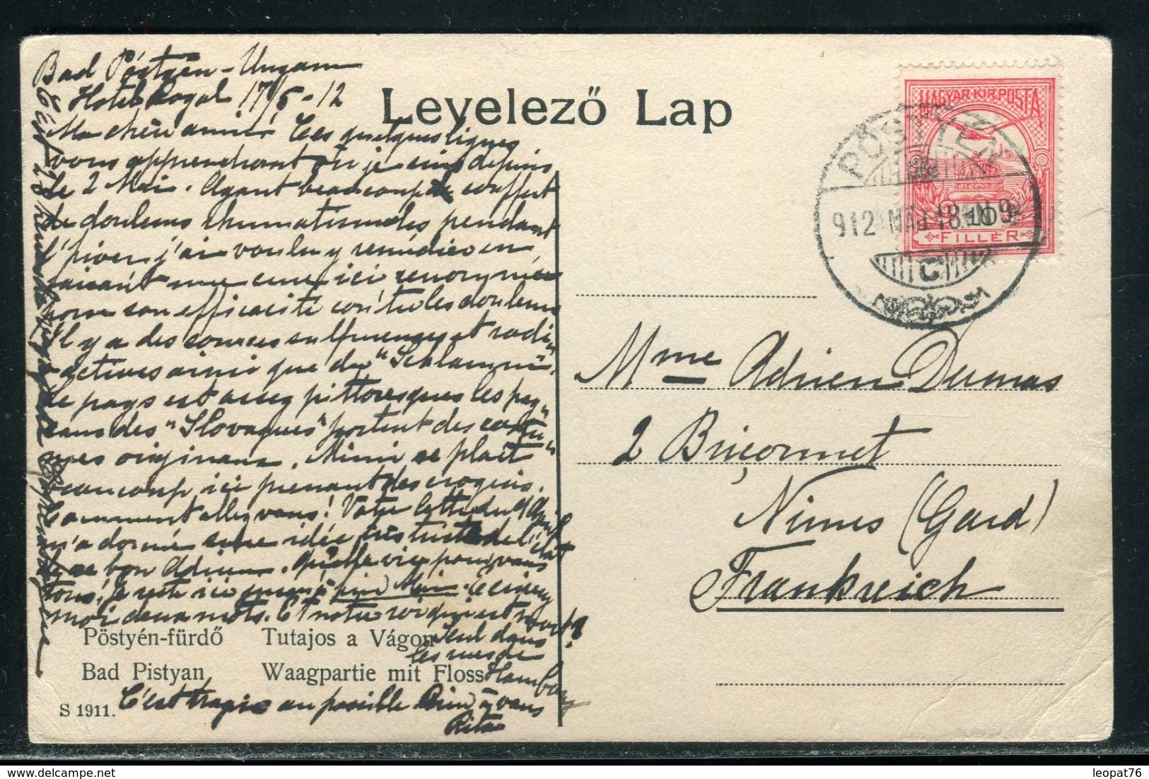 Hongrie - Oblitération De Postyln Sur Carte Postal Pour La France En 1918 - Ref D240 - Briefe U. Dokumente