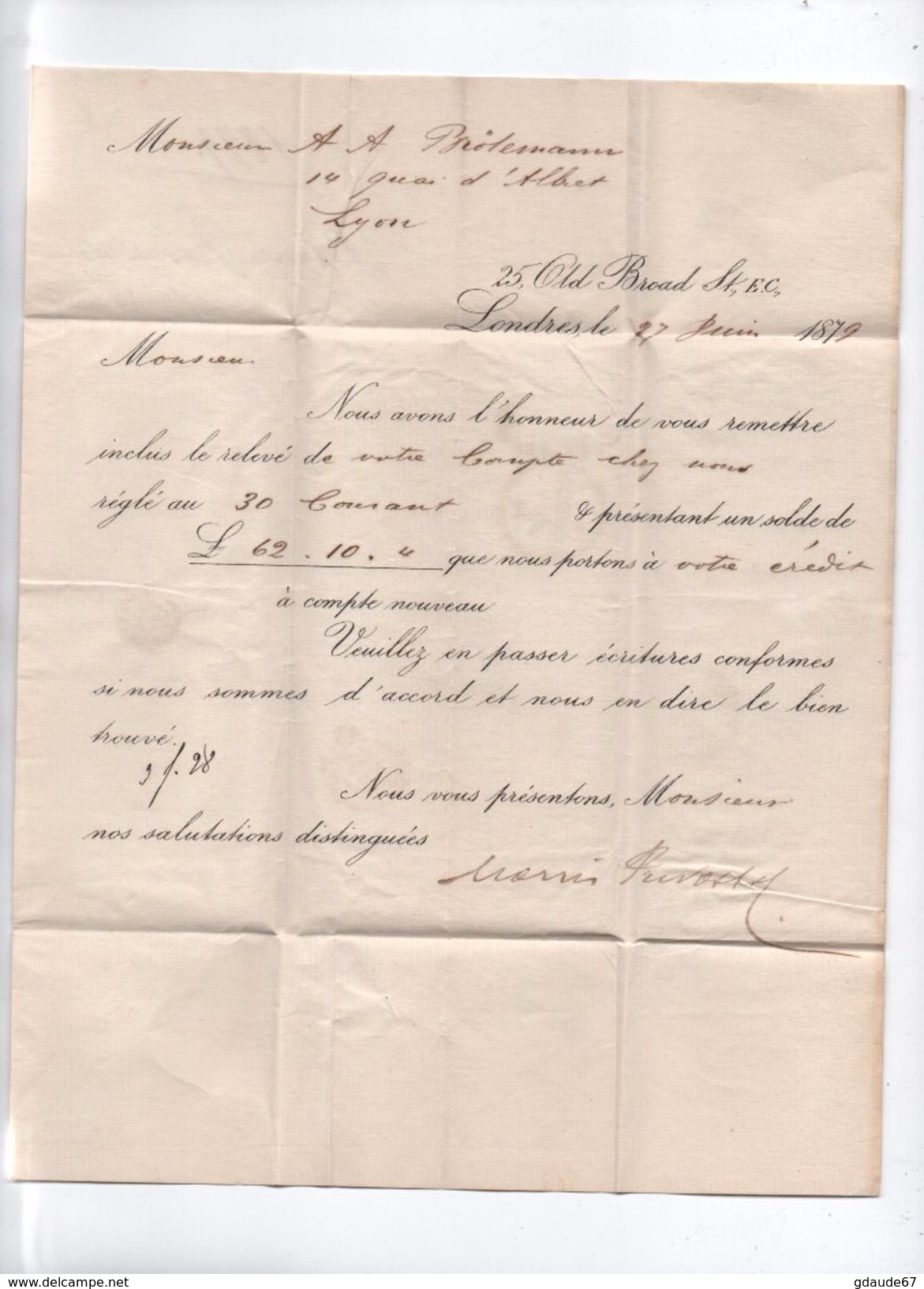 1866 - LETTRE De LONDON Pour LYON Avec CACHET ROUGE ANGL. AMB CAL. B - Lettres & Documents