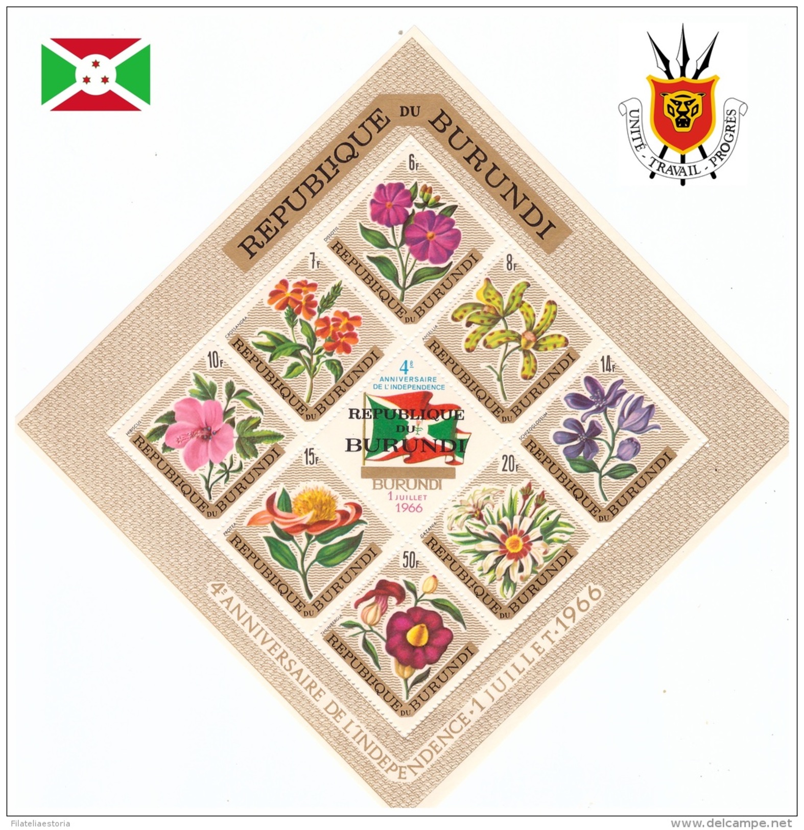 Burundi 1967 - MNH ** - Fleurs - Michel Nr. Bloc 18A (bdi039) - Neufs