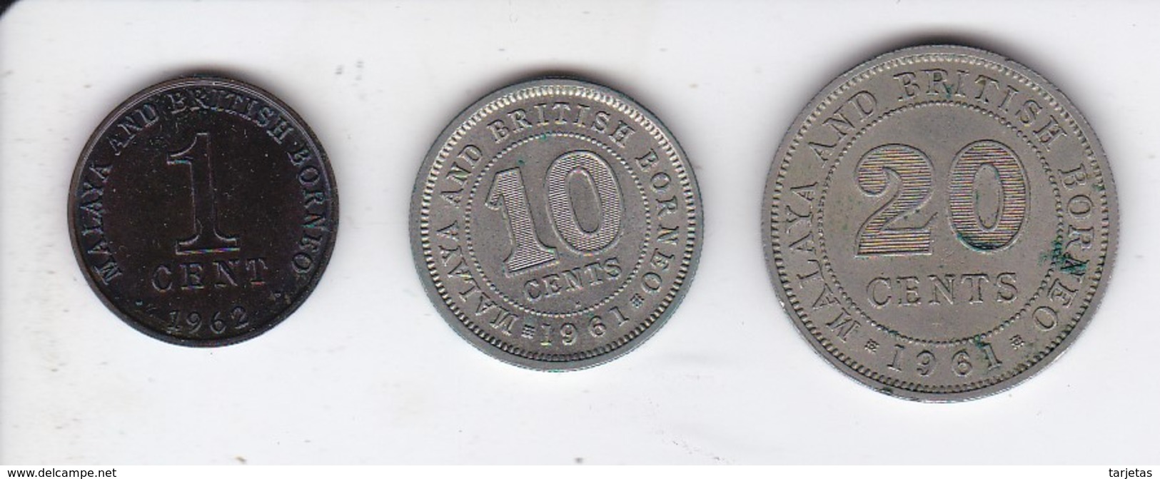 LOTE DE 3 MONEDAS DE MALASIA BRITISH BORNEO DE LOS AÑOS 1961-62 - Malesia