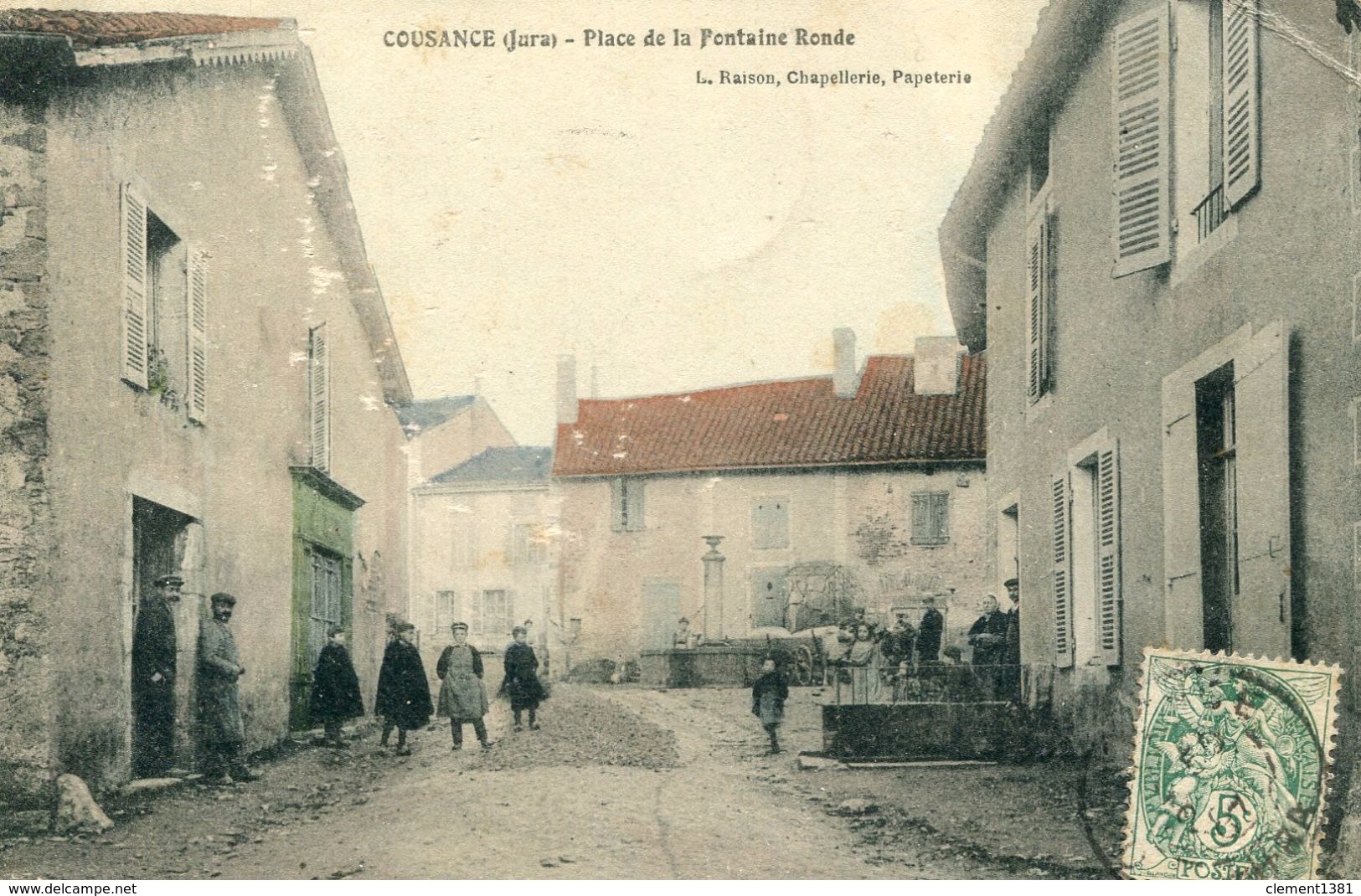 Cousance Place De La Fontaine Ronde Circulee En 1907 - Autres & Non Classés