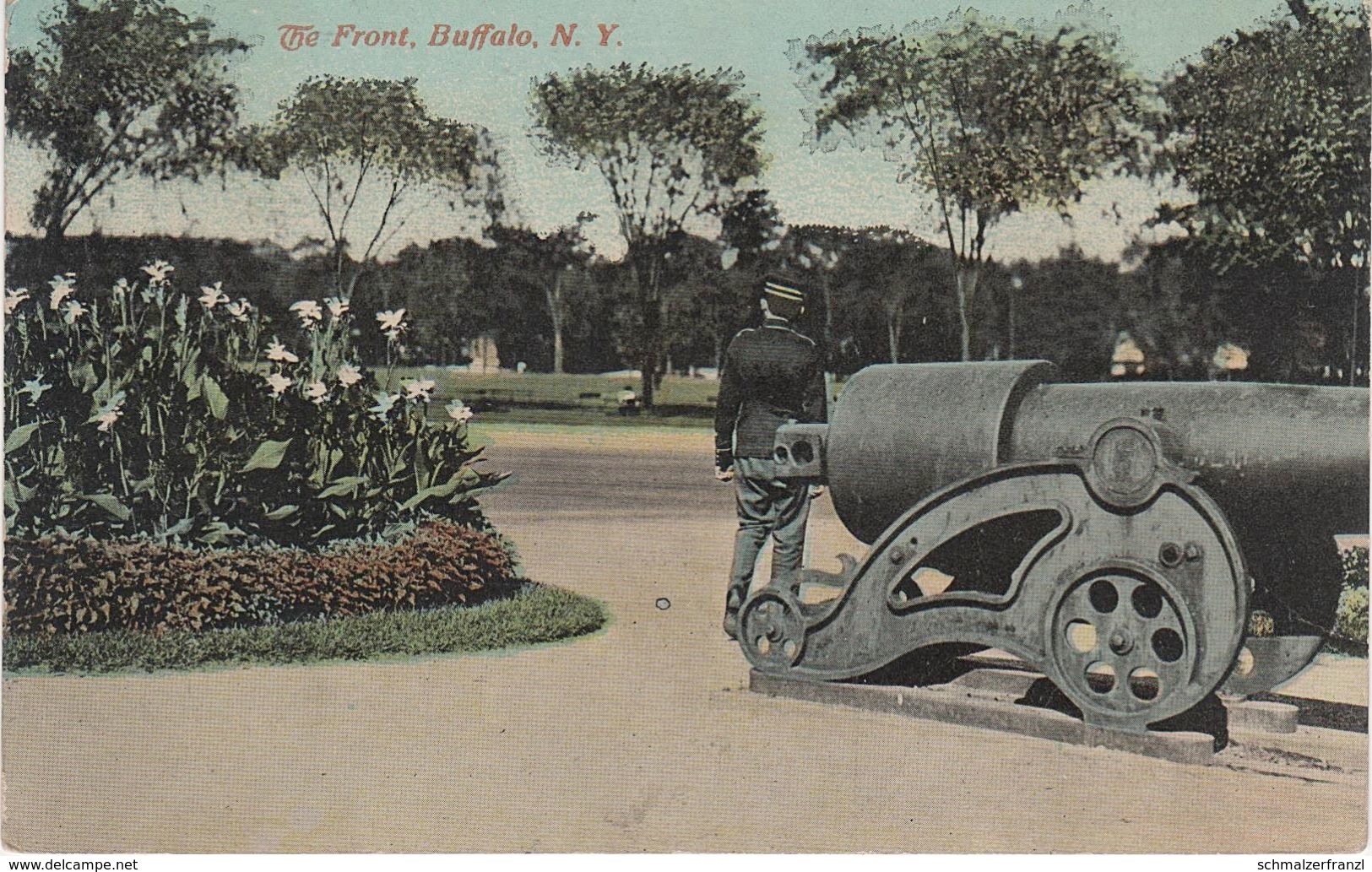 AK Buffalo The Front Park Gun Cannon Soldier Military  New York NY Bei Cheektowaga Tonawanda United States USA - Buffalo