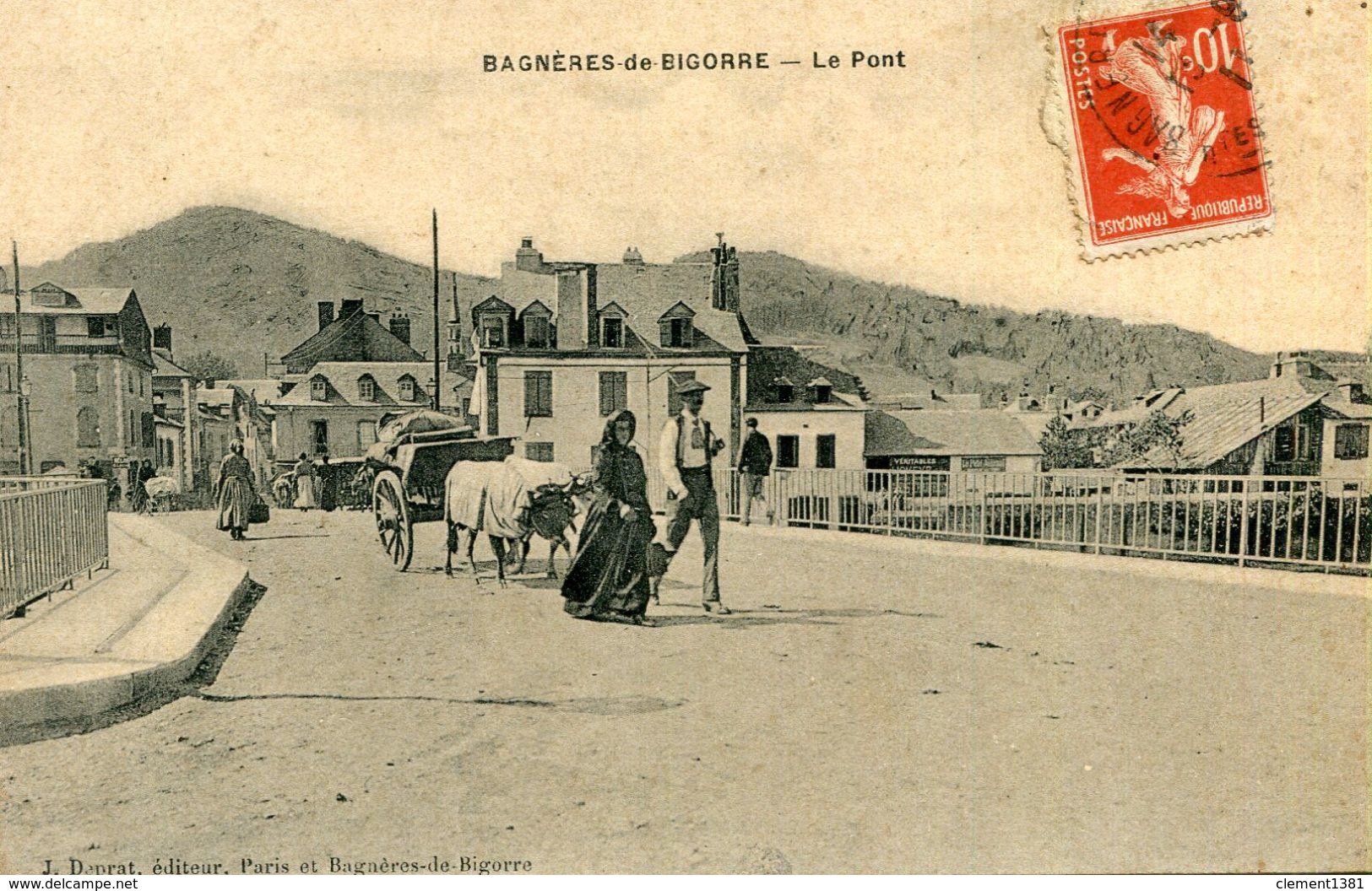 Bagneres De Bigorre Le Pont Circulee En 1911 - Bagneres De Bigorre