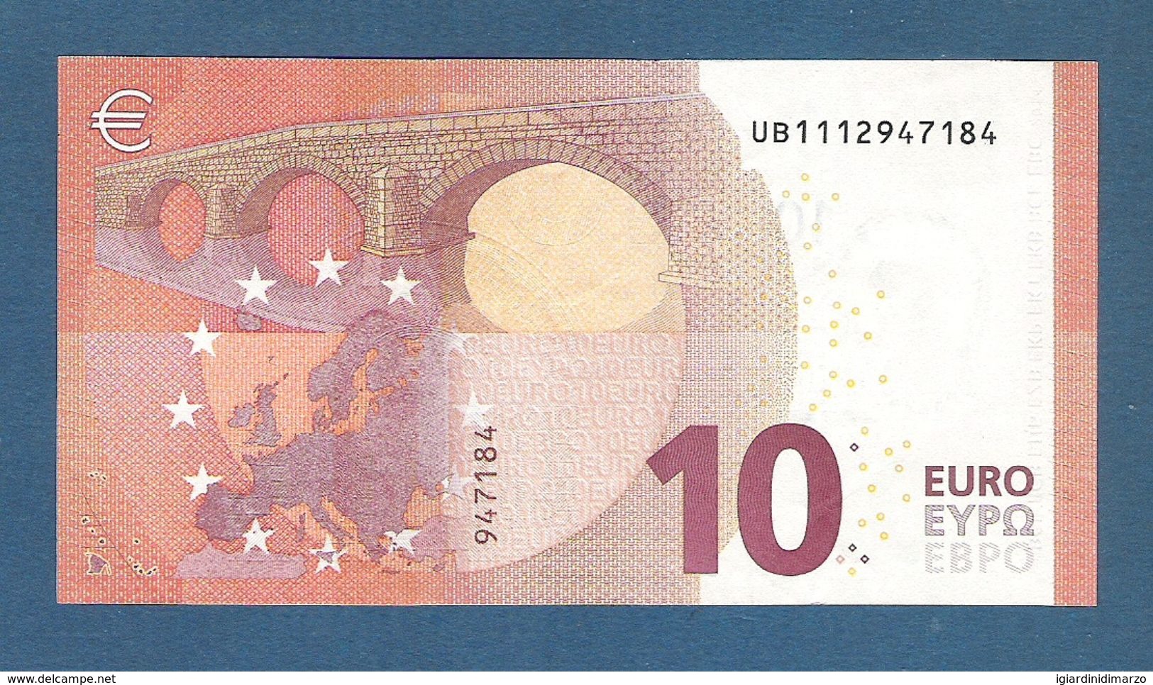 EURO - FRANCIA - 2014 - BANCONOTA DA 10 EURO SERIE UB (U004C2) DRAGHI - NON CIRCOLATA (FDS-UNC) - IN OTTIME CONDIZIONI. - 10 Euro