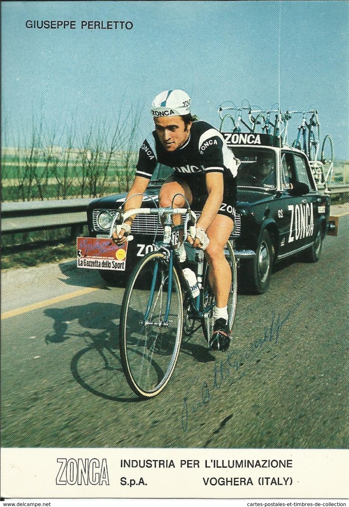 Coureur Cycliste De L'équipe  Italienne " ZONCA. " , Giuseppe PERLETTO , Photo Cartonnée ** Dédicacée ** - Cyclisme