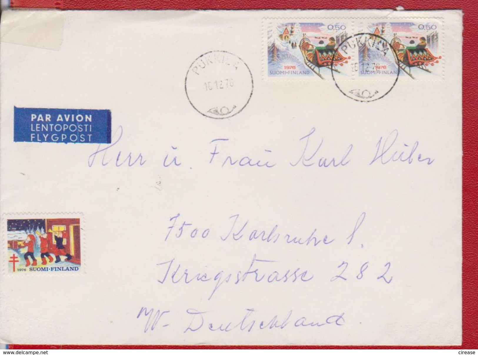 PAR AVION LETTER FINLAND SENT GERMANY - Lettres & Documents