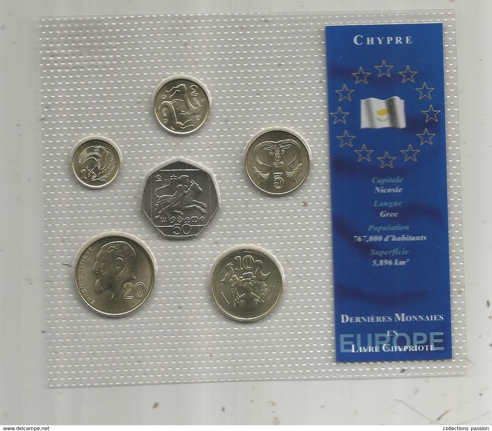 Monnaie , Chypre , FDC Sous Blister D'origine , Dernieres Monnaies En Livre Chypriote , Blister De 6 PIECES - Chypre