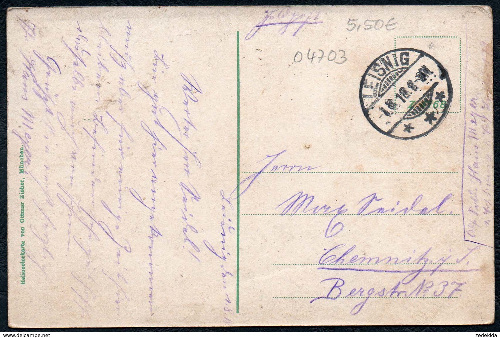A9617 - Leisnig - MBK - Schule Postamt Markt Schloß Denkmal - Gel Feldpost 1918 - Zieher - Leisnig