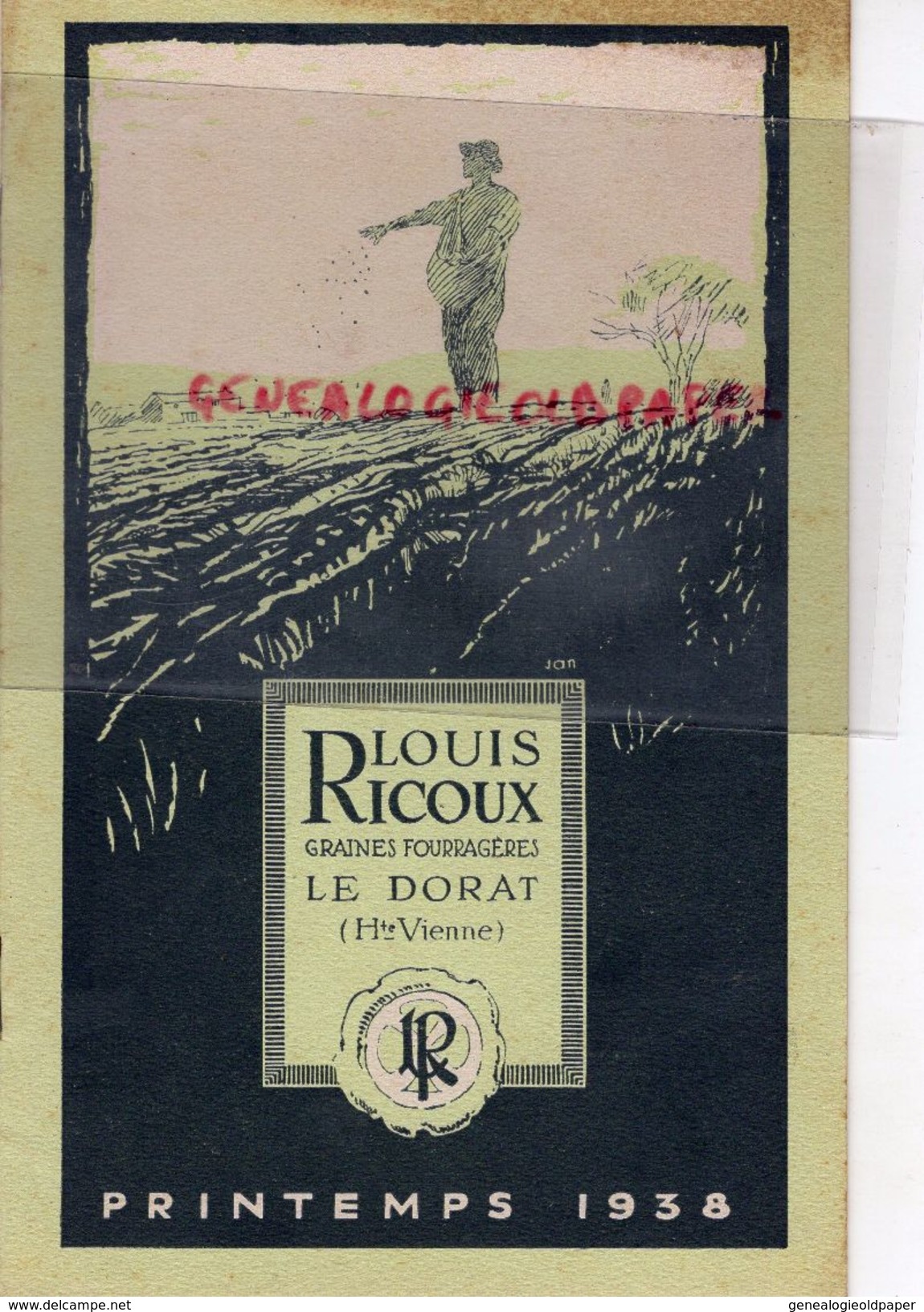 87- LE DORAT - RARE CATALOGUE LOUIS RICOUX-LAGUZET-  HORTICULTURE-HORTICULTEUR-1939- GRAINES FOURRAGERES - Landwirtschaft