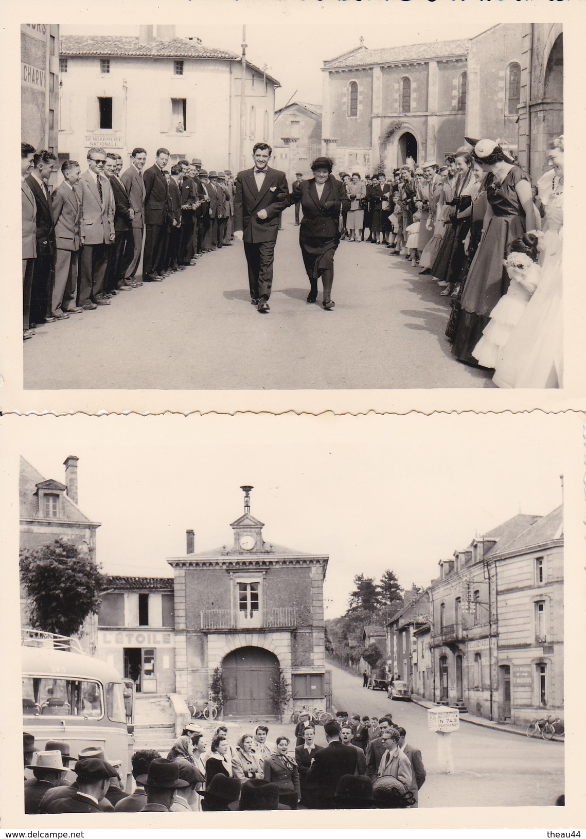 MAZIERES  -  Lot De 2 Clichés Du Village En 1954  - La Place  -  Eglise  -  Voir Description - Mazieres En Gatine