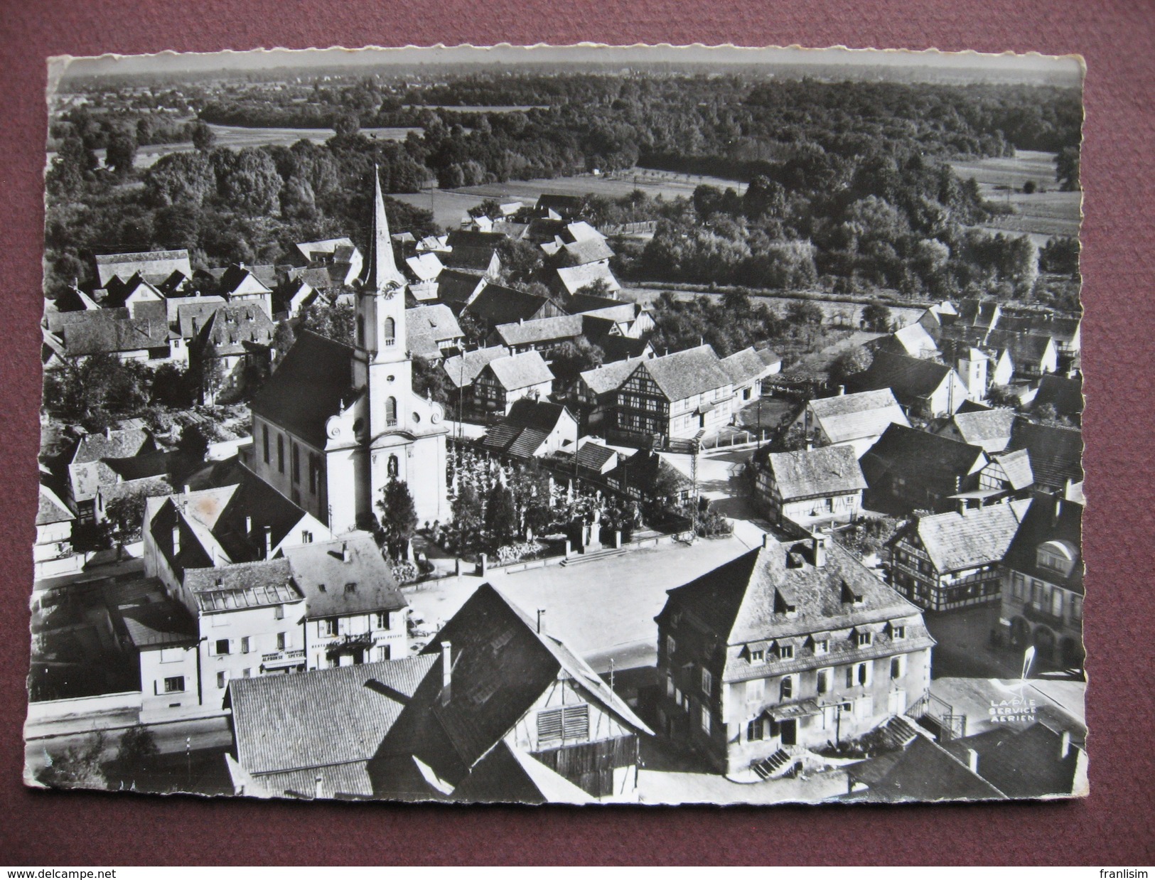 CPA CPSM PHOTO 67 FEGERSHEIM Vue Aérienne Sur Quartier Eglise RARE PLAN 1960 Canton LINGOLSHEIM - Autres & Non Classés