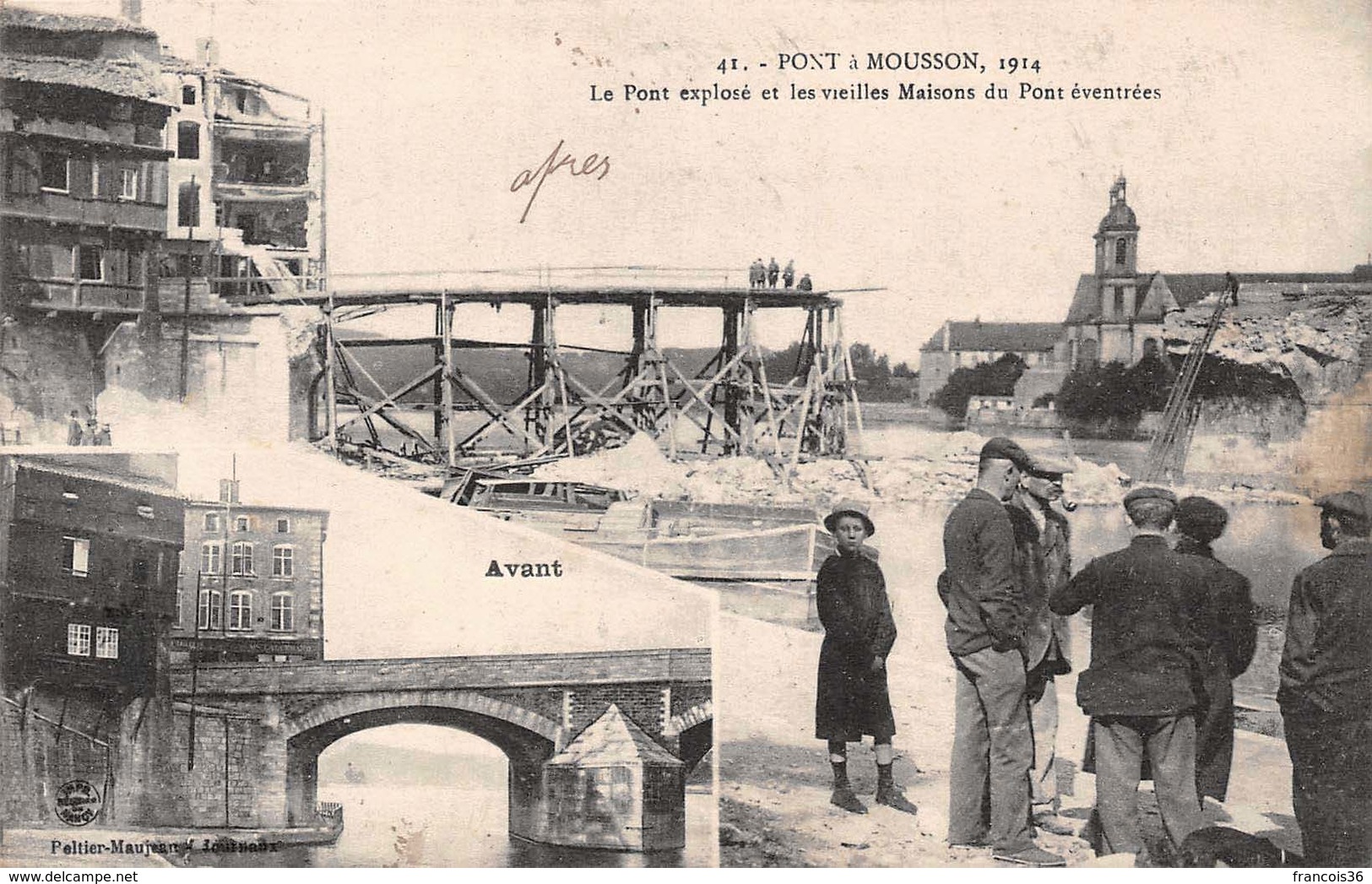 (54) Pont à Mousson - 1914 Le Pont Explosé Et Les Vieilles Maisons Du Pont éventrées - Pont A Mousson