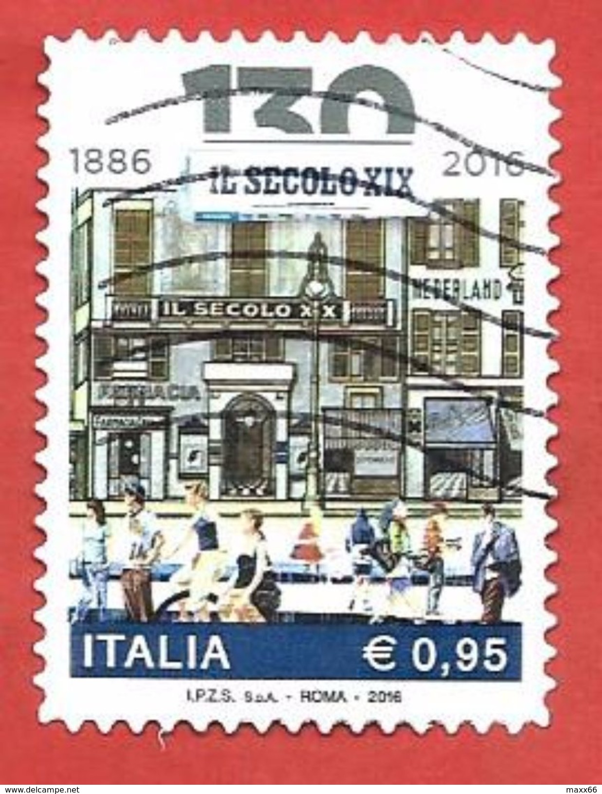 ITALIA REPUBBLICA USATO - 2016 - 130º Anniversario Della Fondazione Del Quotidiano “Il Secolo XIX” - € 0,95 - S. 3720 - 2011-20: Used