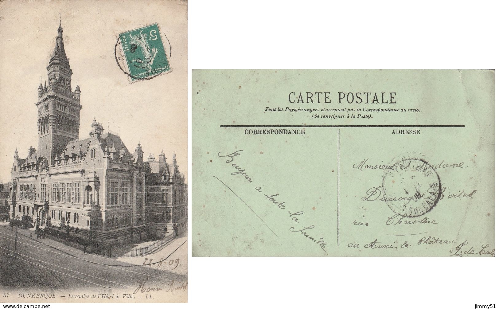 CARTE POSTALE ANCIENNE -  DUNKERQUE - Hotel De Ville - N° 57 - Dunkerque