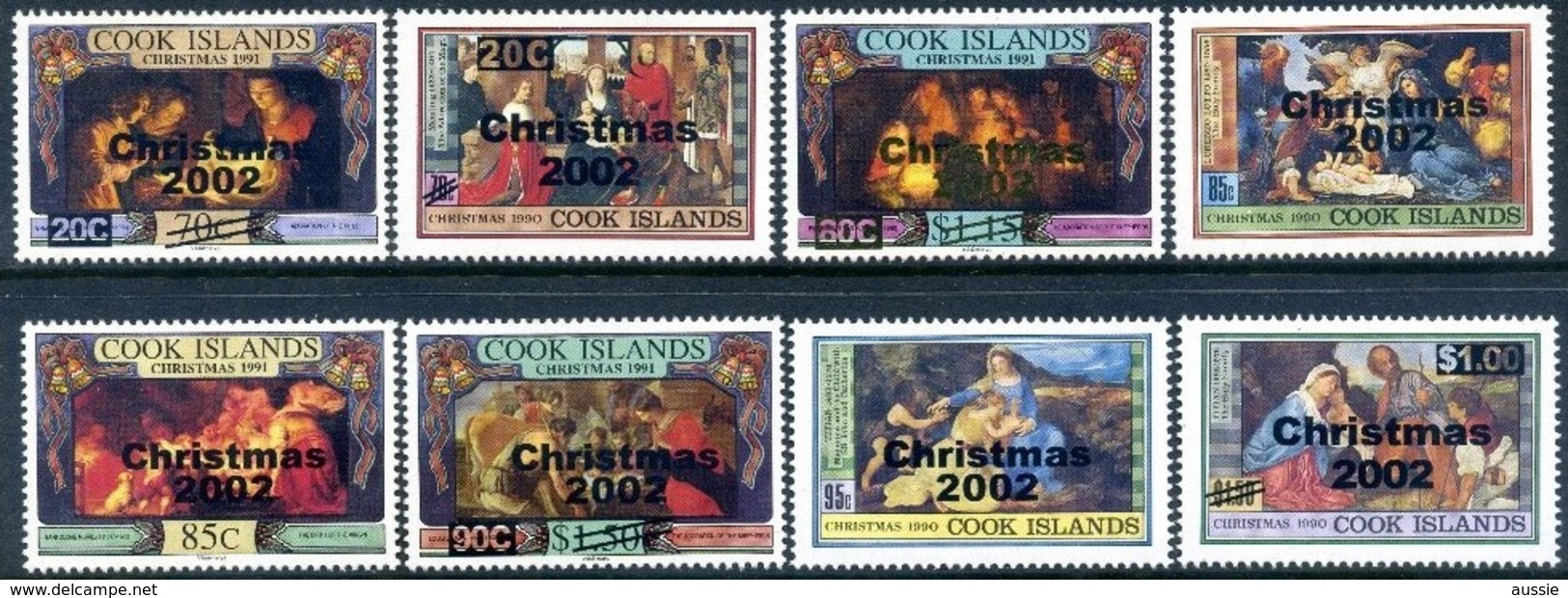 Cook Islands 2002 Yvertn° 1205-1212 ***  MNH Surchargé Noël Kerstmis Christmas - Noël