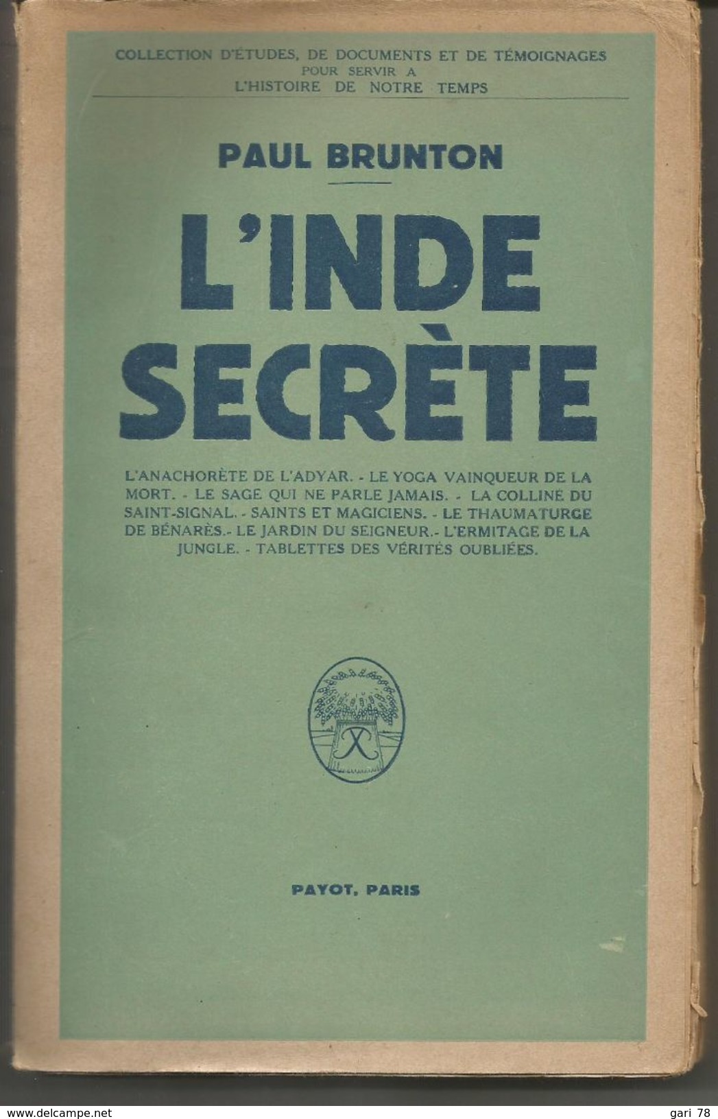 Paul BRUNTON L'inde Secrète - Histoire