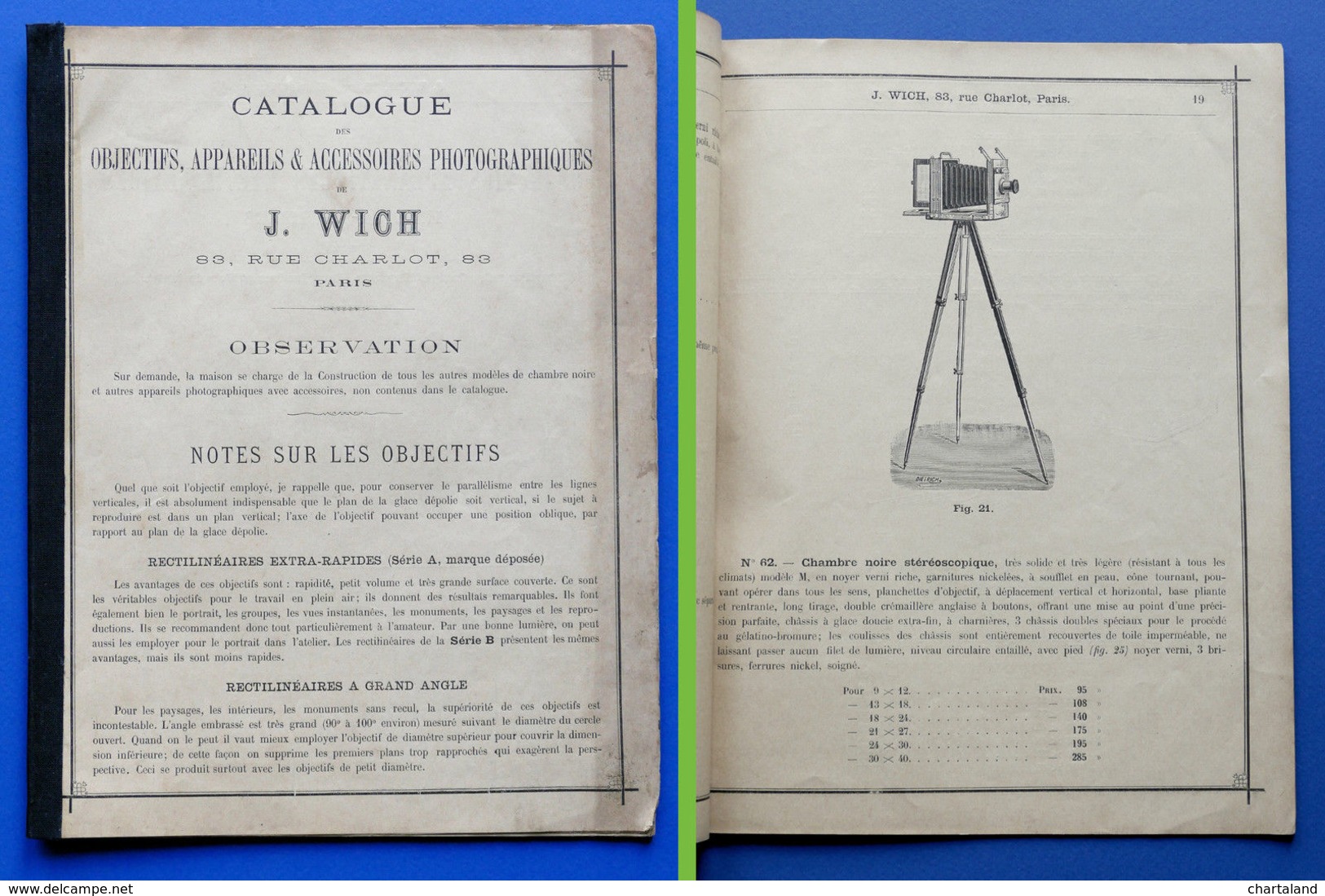 Catalogo Objectifs, Appareils & Accessoires Photographiques J. Wich - 1890 Ca. - Non Classificati