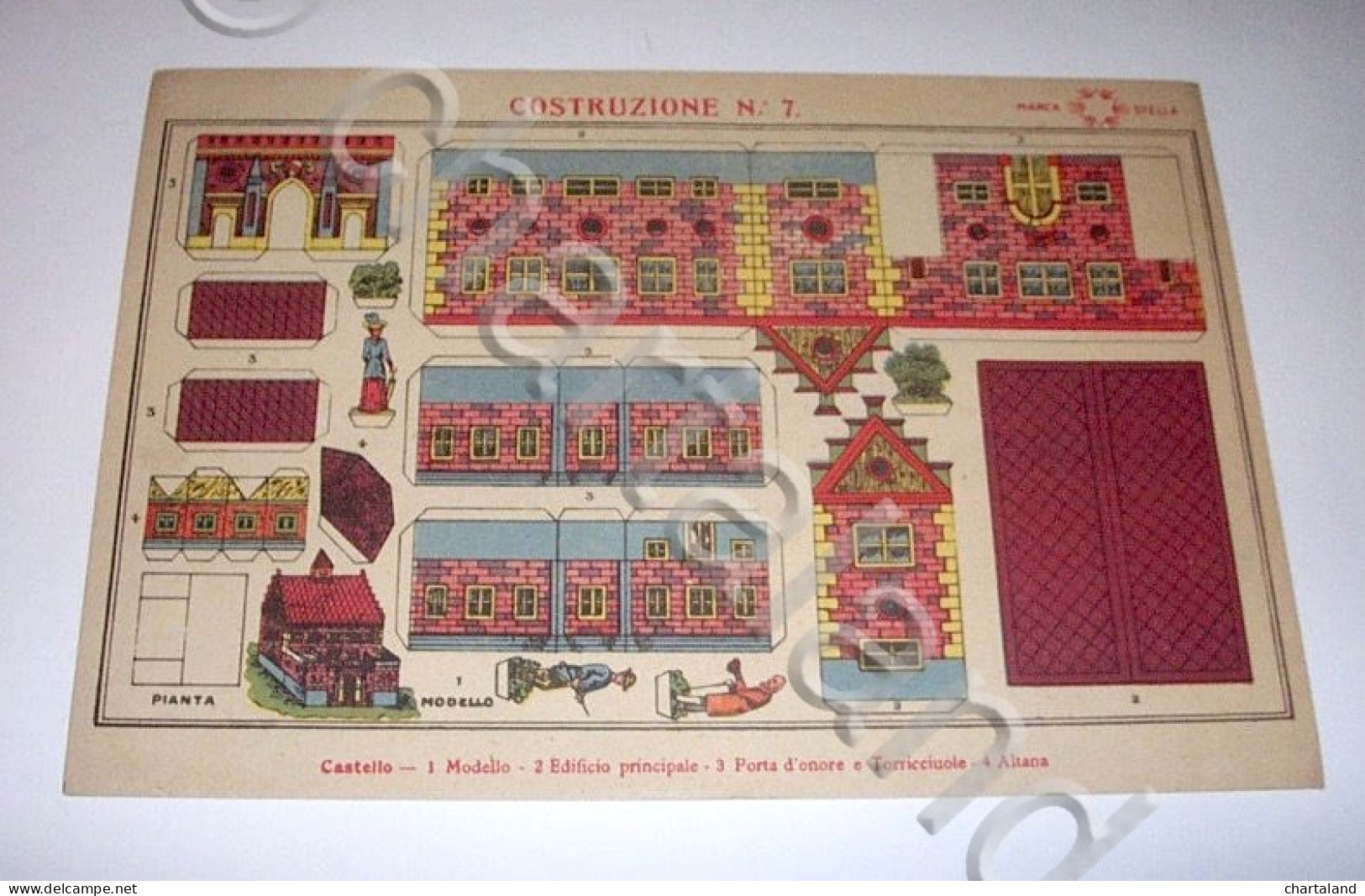 Marca Stella Originale Gioco Costruzioni N° 7 Castello - 1930 Ca. - Giocattoli Antichi