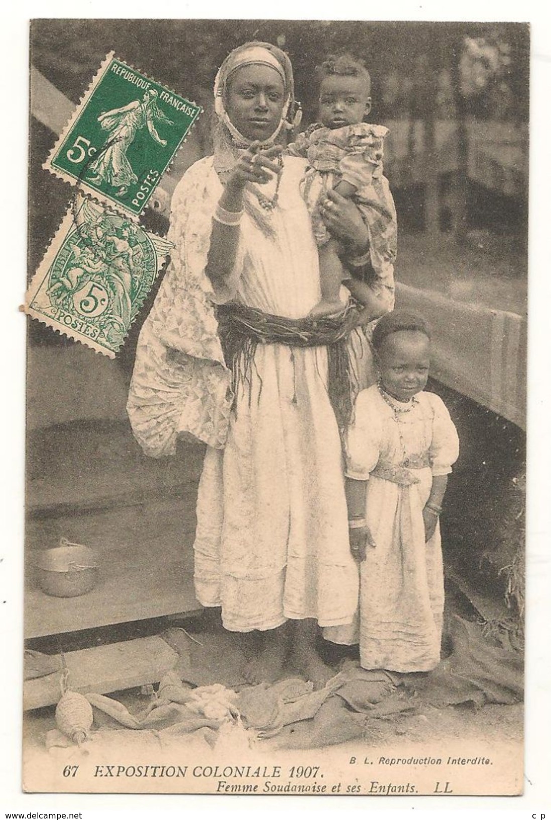 Afrique - Exposition Coloniale 1907 - Paris - Femme Soudanaise Et Ses Enfants -  CPA° - Non Classés