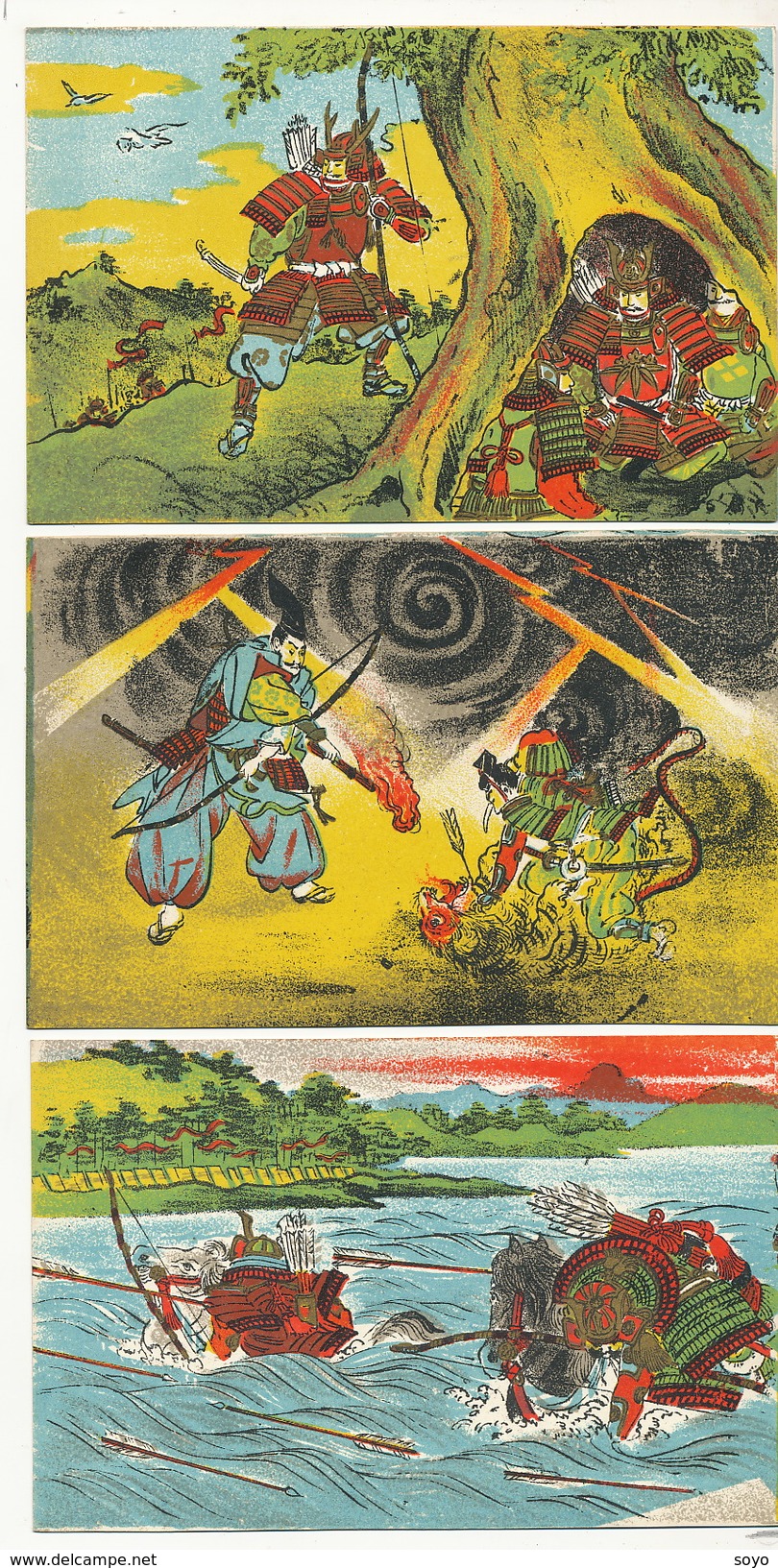 Set Of 3 Japanese Cards Archery Hunting Arc - Tir à L'Arc