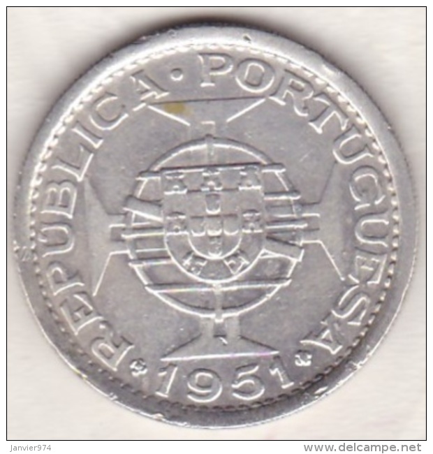 Colonie Portugaise .SAO TOME E PRINCIPE .10 Escudos  1951 . Argent - Sao Tome Et Principe