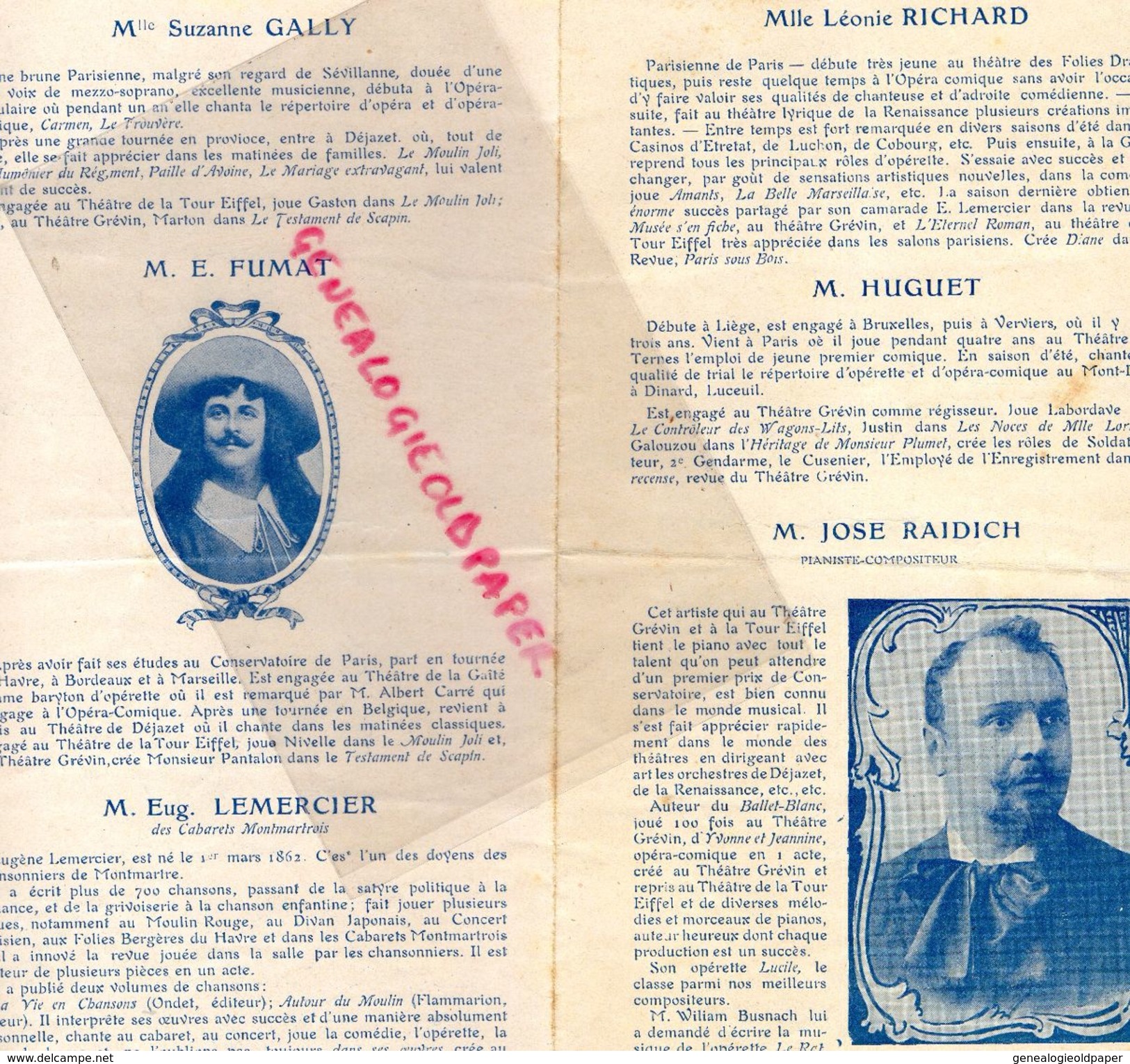 75- PARIS- RARE PROGRAMME DE LA TOUR EIFFEL- G.QUINSON-LUCY DEREYMON-NEWA CATROUX-JEAN BATAILLE-1906-DOLCET-HENRI GIRARD - Programma's