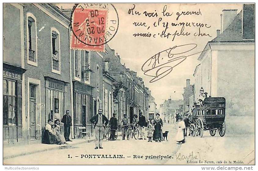 121217A - 72 PONTVALLAIN Rue Principale - Diligence Correspondance PONTVALLAIN MANSIGNE Commerce A LUCAS Vélo - Pontvallain