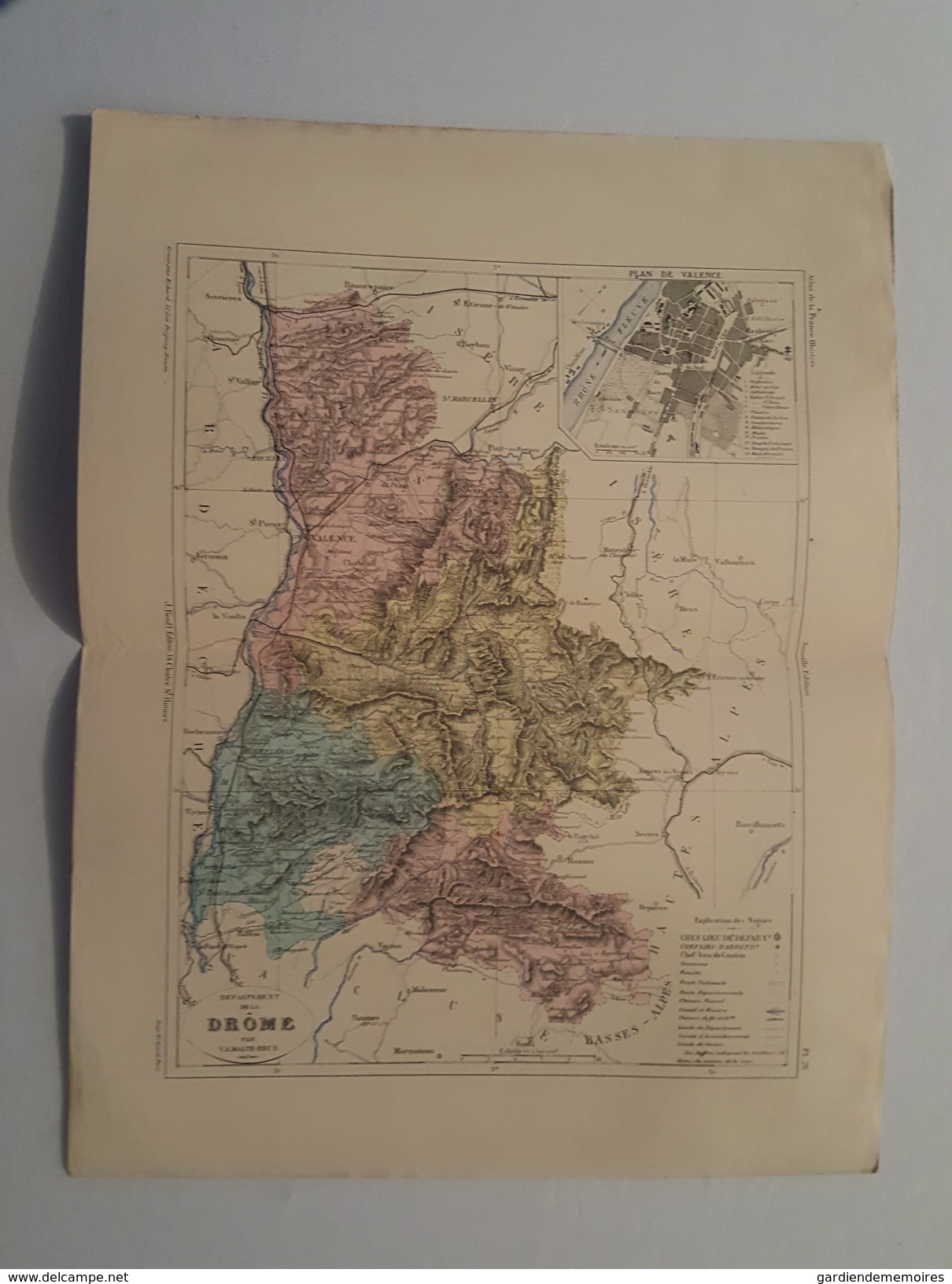 Carte Du XIX ème - Département De La Drome Par Malte Brun - Gravé Par Erhard - Rouff éditeur - Cartes Géographiques