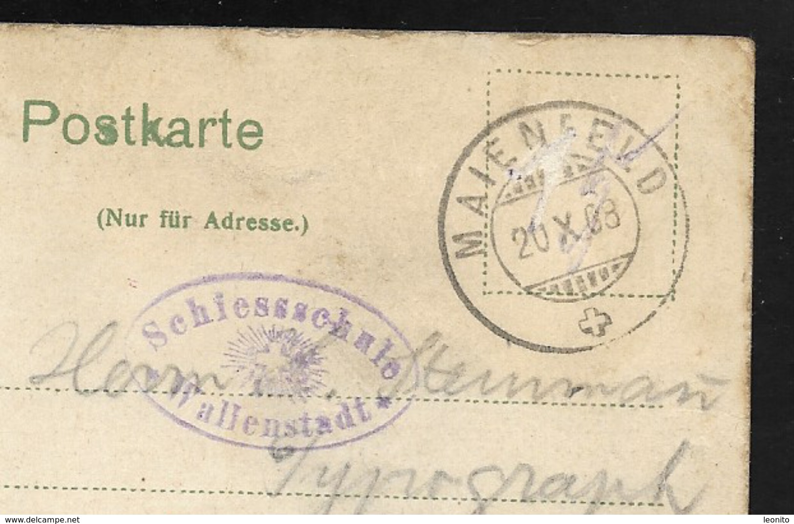 LUZIENSTEIG GR Maienfeld Felsengallerie Stempel Schiesschule Wallenstadt 1908 - Maienfeld