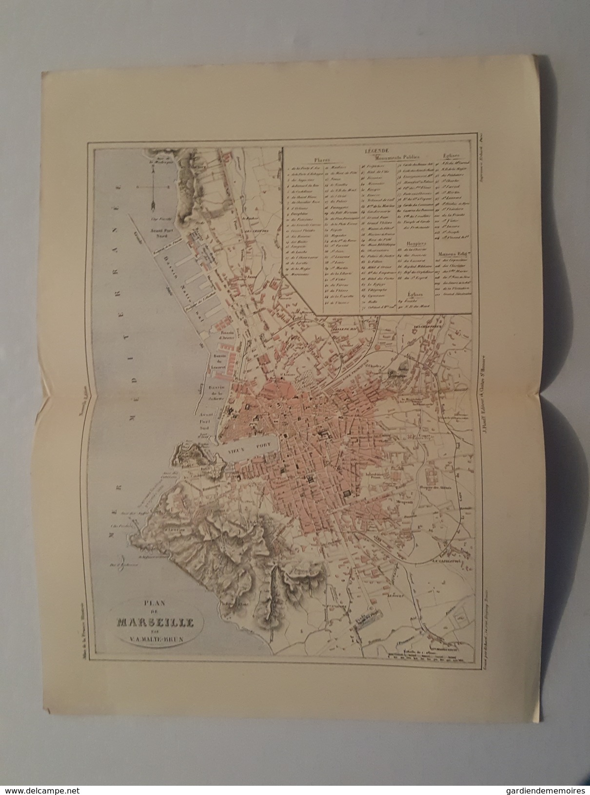 Carte Du XIX ème - Plan De Marseille Par Malte Brun - Gravé Par Erhard - Rouff éditeur - Geographical Maps