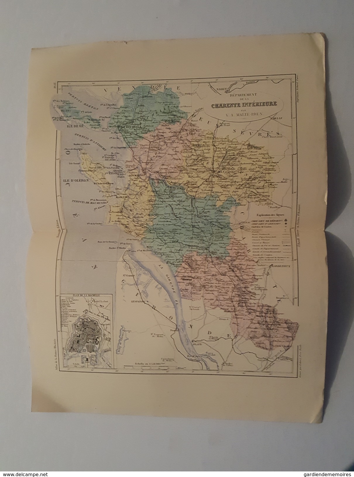 Carte Du XIX ème - Département De La Charente Inférieure Par Malte Brun - Gravé Par Erhard - Rouff éditeur - Cartes Géographiques