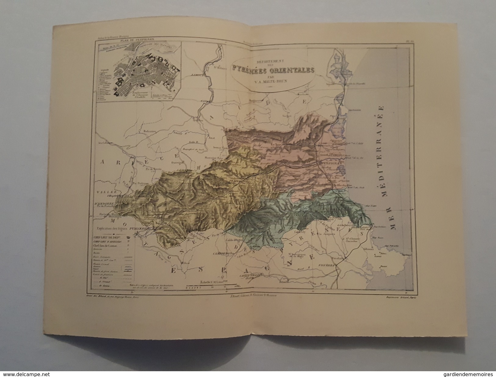 Carte Du XIX ème - Département Des Pyrénées Orientales Par Malte Brun - Gravé Par Erhard - Rouff éditeur - Cartes Géographiques