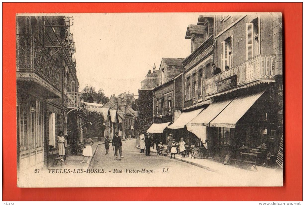 GAM-07  Veules-les-Roses Rue Victor-Hugo. ANIME. Circulé En 1923 - Veules Les Roses