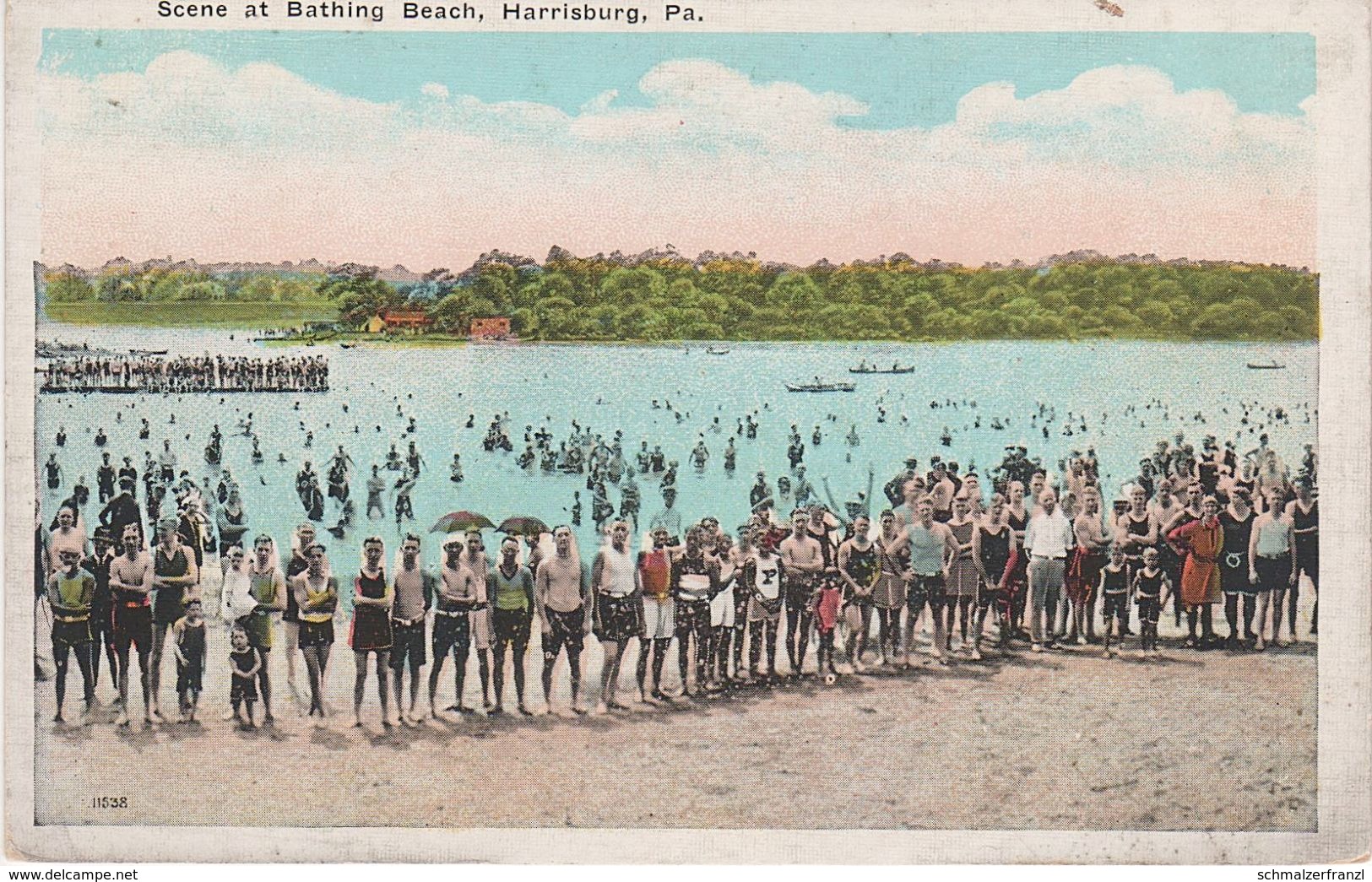 AK Harrisburg Scene At Bathing Beach Susquehanna River A York Lancaster Mechanicsburg Pennsylvania PA United States USA - Harrisburg