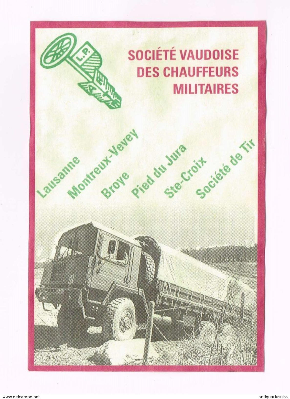 Société Vaudoise Des Chauffeurs Militaires - Lausanne - Montreux-Vevey - Broye - Ste-Croix - Société De Tir - Trucks