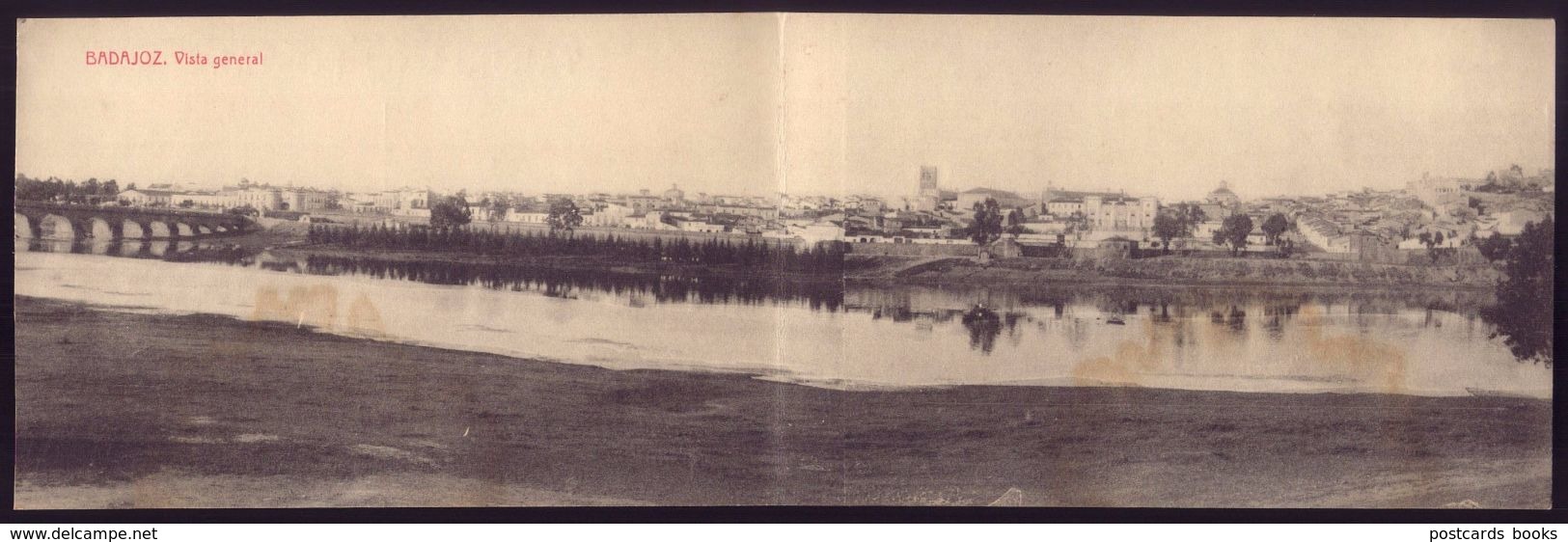 BADAJOZ - Vista General. Targeta Postal Dupla - EDICION Joaquin Sanchez Lopez. Old Double Postcard SPAIN - Badajoz