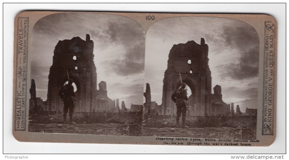 WWI Ypres Soldat Anglais Ancienne Photo Stereo Realistic Travels 1914-1918 - Stereoscopic