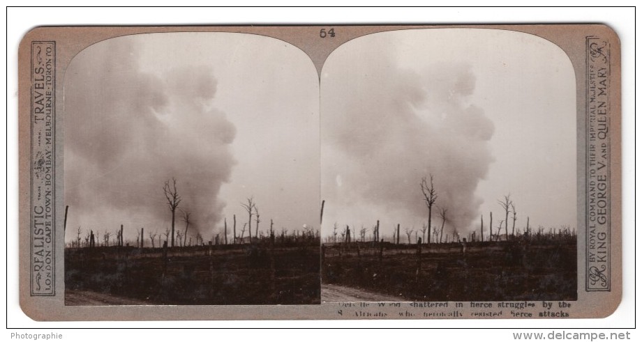 WWI Longueval Bataille Du Bois Delville Ancienne Photo Stereo Realistic Travels 1916 - Stereoscopic