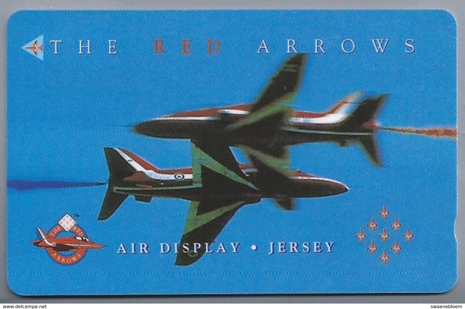 GB.- Telefoonkaart. Jersey Telecoms. Air Display Jersey. THE RED ARROWS.  2 Scans - Jersey En Guernsey