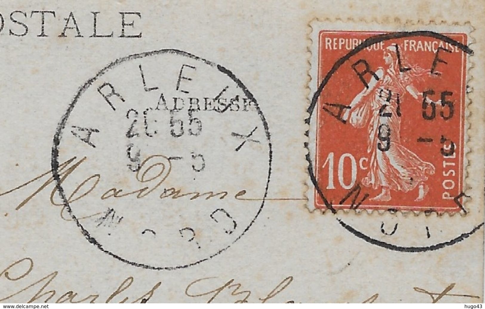 (RECTO / VERSO) ARLEUX - CENTRE VILLE - BEAU CACHET - CPA VOYAGEE - Arleux