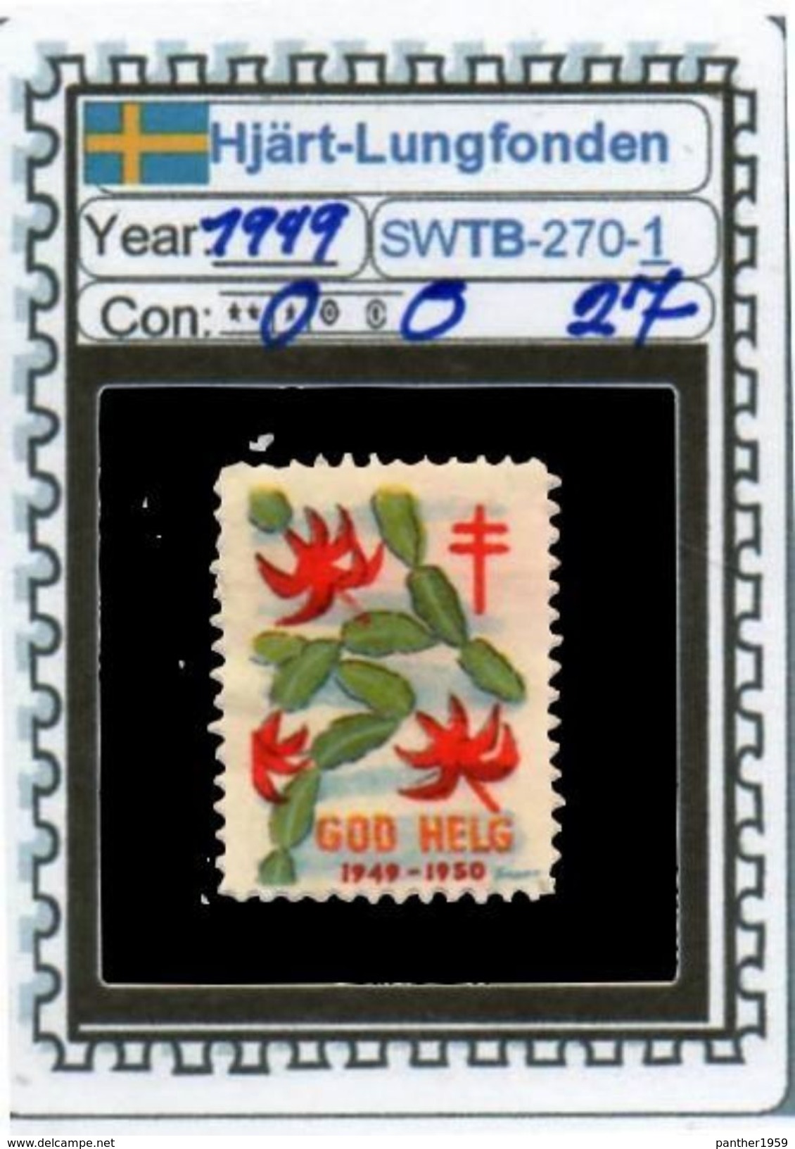 SWEDEN-#CHRISTMAS# SEALS #CINDERELLAS#TUBERCULOSIS# (SWTB 270-1 (27) - Other & Unclassified