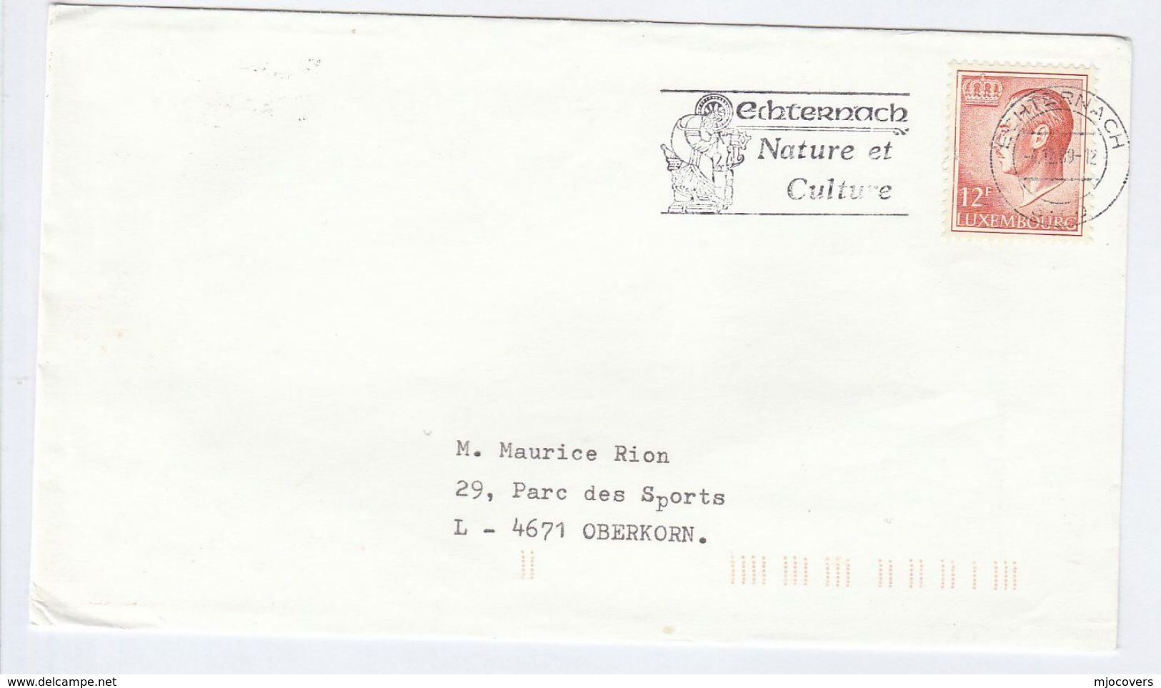 1989 LUXEMBOURG COVER SLOGAN Illus ECHTERNACH NATURE ET CULTURE  , Stamps - Covers & Documents