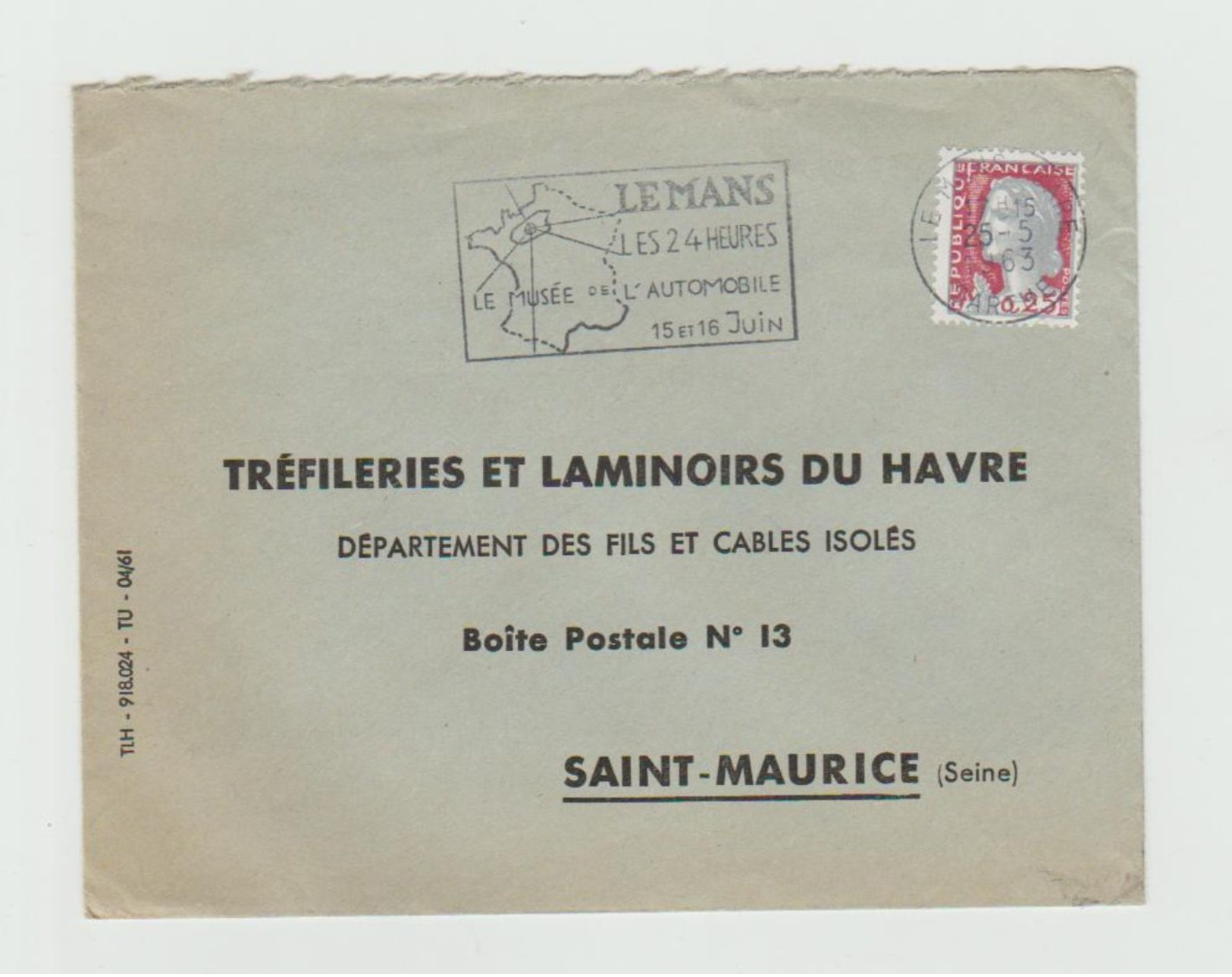 LSC 1963 - Flamme LE MANS Les 24 HEURES  - Cachet LE MANS Gare (SARTHE) - Oblitérations Mécaniques (flammes)