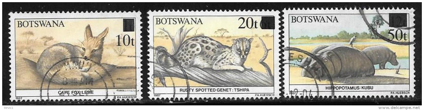 Botswana, Scott # 480-2 Used Wildlife Conservation, Surcharged, 1990 - Botswana (1966-...)