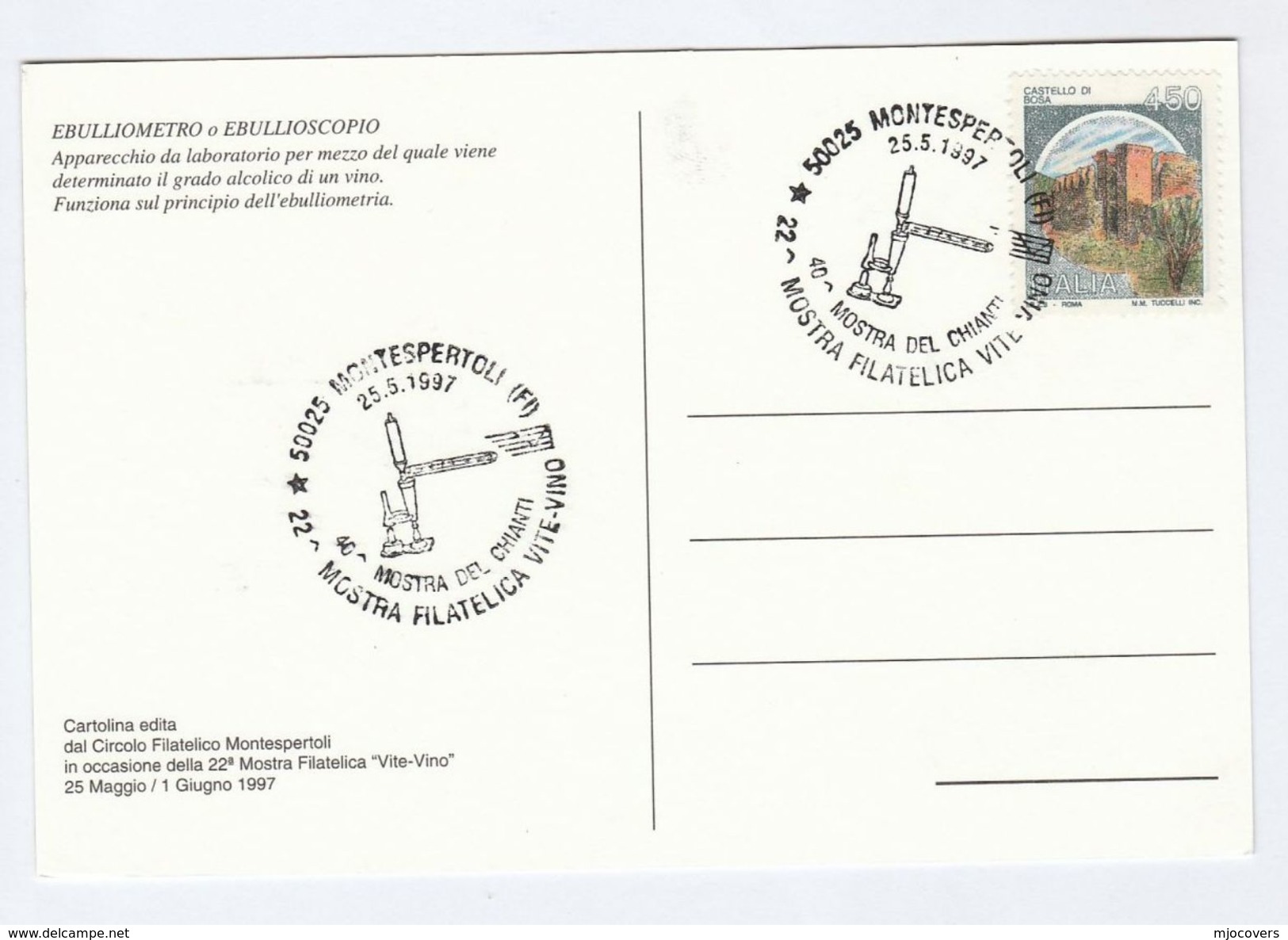 1997 Montespertili CHIANTI WINE SHOW  EVENT COVER Alcohol Drink Stamps Postcard ITALY - 1991-00: Marcophilia