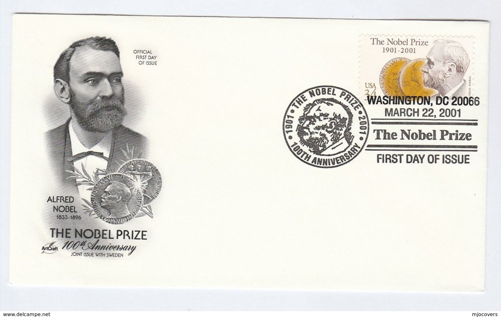 2001 USA FDC Stamps NOBEL PRIZE Cover By Artcraft - Nobel Prize Laureates