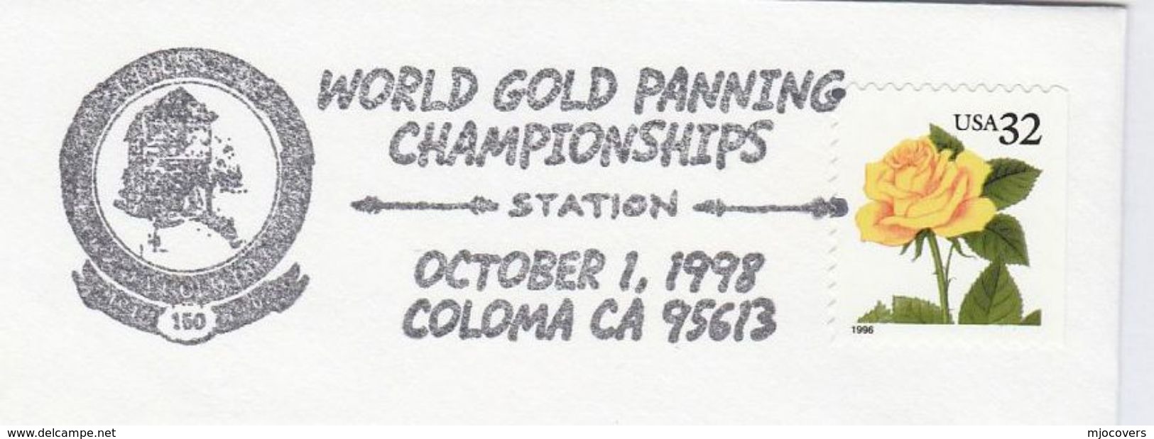 1998 World GOLD PANNING CHAMPIONSHIPS  COVER Coloma Event Usa Stamps Minerals Mining - Minéraux