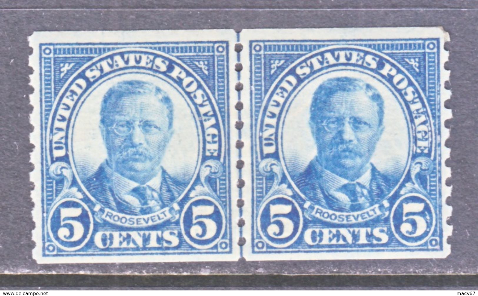 U.S. 602X2   Perf 10  Line Pair  *   1924 Issue - Coils & Coil Singles