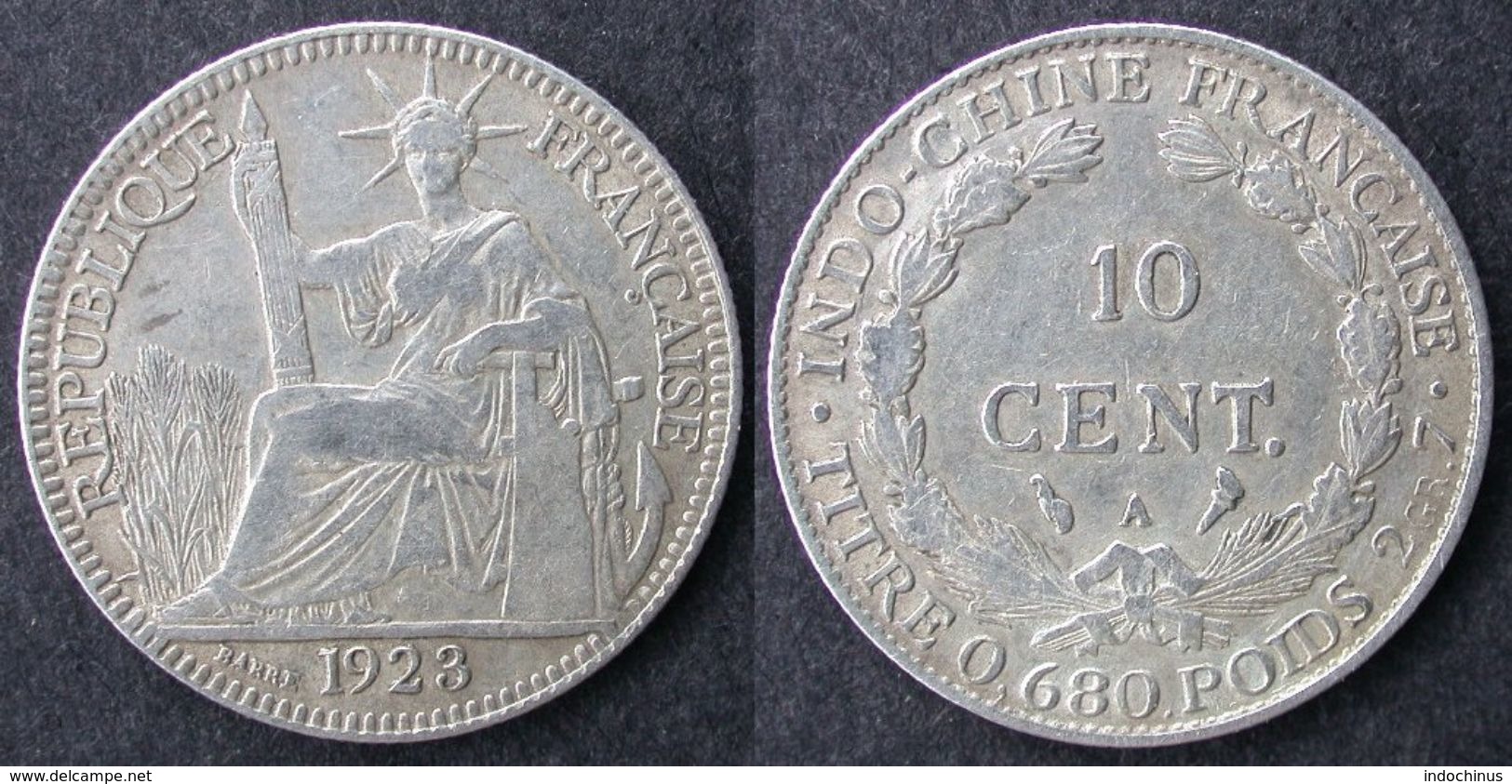 INDOCHINE  10 Cent 1923  INDOCINA  INDO-CHINA  PORT OFFERT - Laos